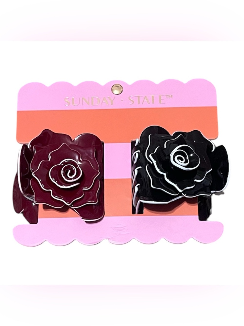 Sunday State Rose Flower Hair Claw Clips – Set of 2 – NWT